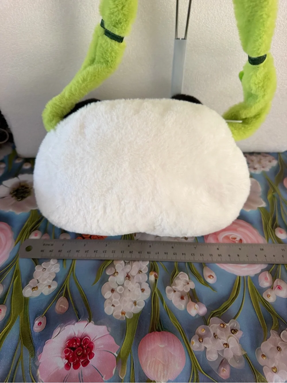 Plush Panda head Crossbody Bag in White & Green